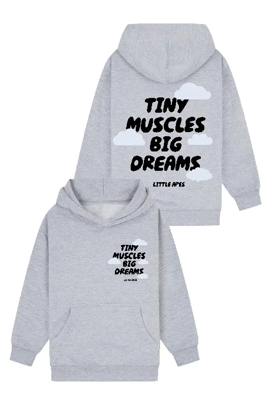 Graphic - printed men hoodie with anime motifs for otaku fans Little Apes Tiny Muscles Big Dreams Hoodie - Sports Grey