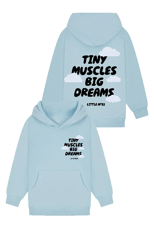 Solid - color men hoodie in trendy olive green Little Apes Tiny Muscles Big Dreams Hoodie - Light Blue