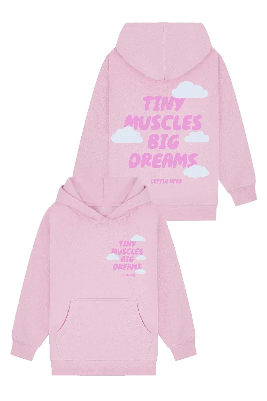 Men hoodie with a detachable hood for versatility Little Apes Tiny Muscles Big Dreams Hoodie - Light Pink