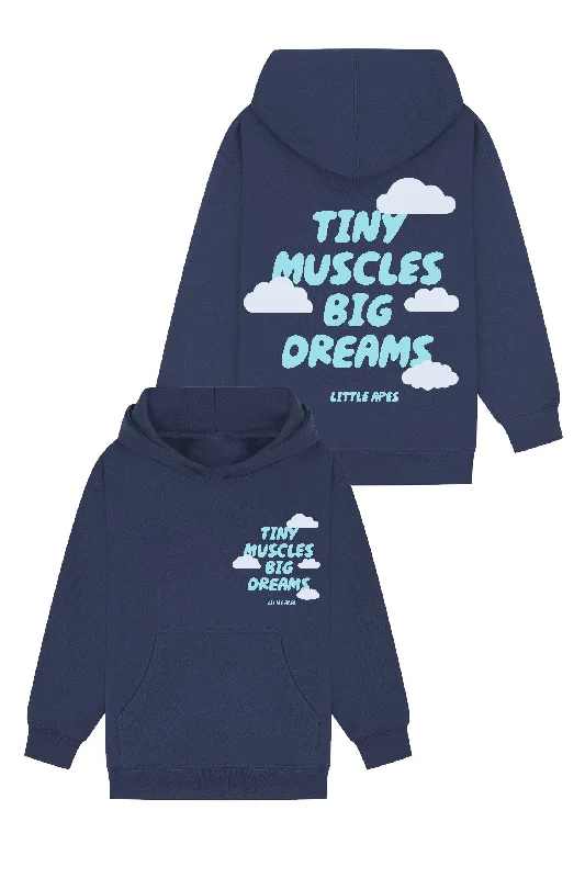 Zip - up men hoodie with multiple pockets for storage Little Apes Tiny Muscles Big Dreams Hoodie - Navy