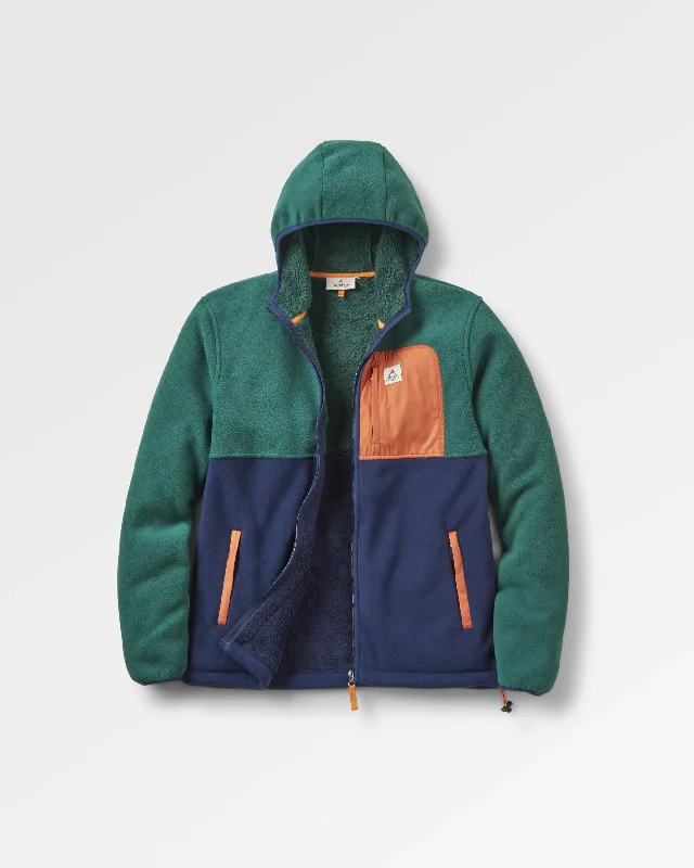 Men fleece - lined leather jackets for a luxurious feel Loch Hooded Recycled Polar Fleece - Rain Forest/Rich Navy