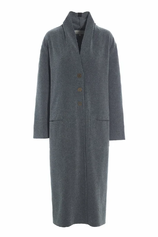 Men fleece - trimmed flannel shirts for a rustic charm LONG CARDIGAN - 7162 - GREY