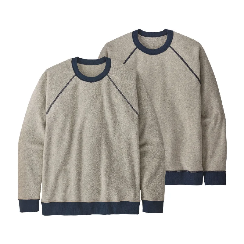 Plus Size Men's Long - Sleeve Thermal Pullover in Black for Extra Warmth in Cold Weather Men's Reversible Shearling Crew