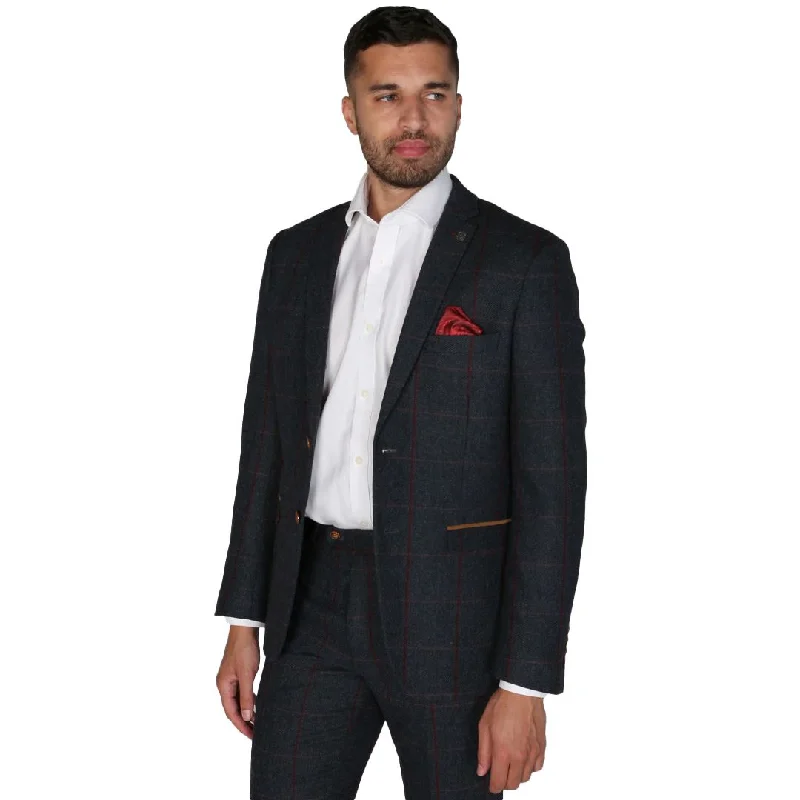 Three - Button Men Blazers in Modern Cuts​ Madrid - Men's Tweed Blue Blazer Wedding Formal