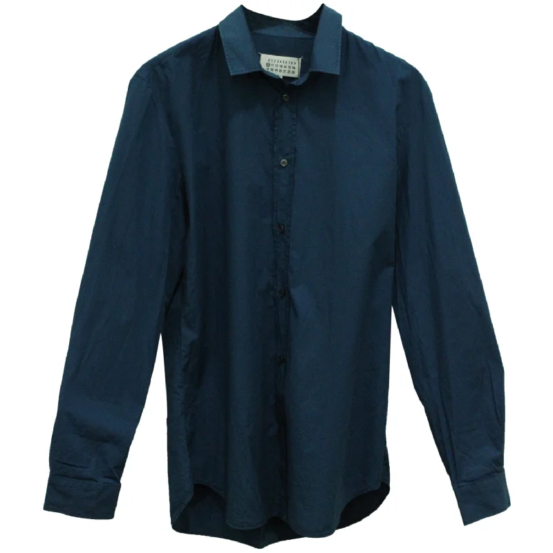 Ultra - warm men down jackets with 90% goose down fill for extreme cold Maison Martin Margiela Buttondown Shirt in Blue Cotton
