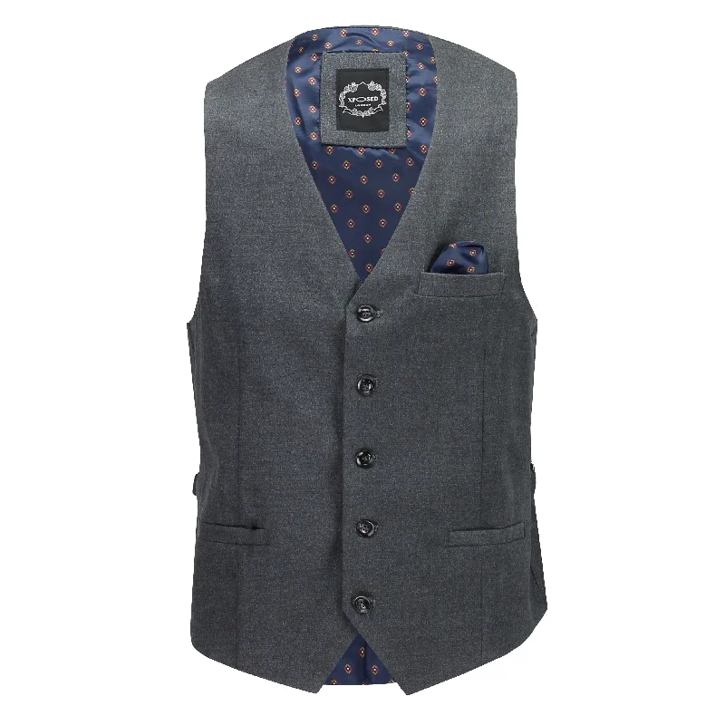 Men vest with a mandarin collar for a sophisticated appearance MAX - GREY WAISTCOAT