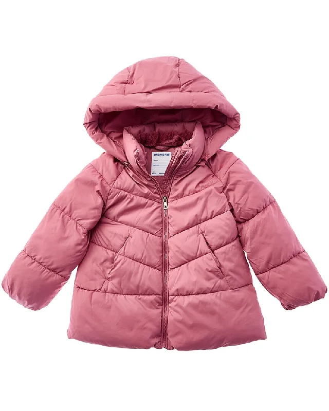 Men down jackets with a trendy color - block design for a fashion - forward look Mayoral Hooded Puffer Jacket