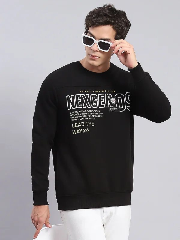 Luxury men sweatshirt made from high - end materials Men Black Printed Round Neck Full Sleeve Sweatshirts
