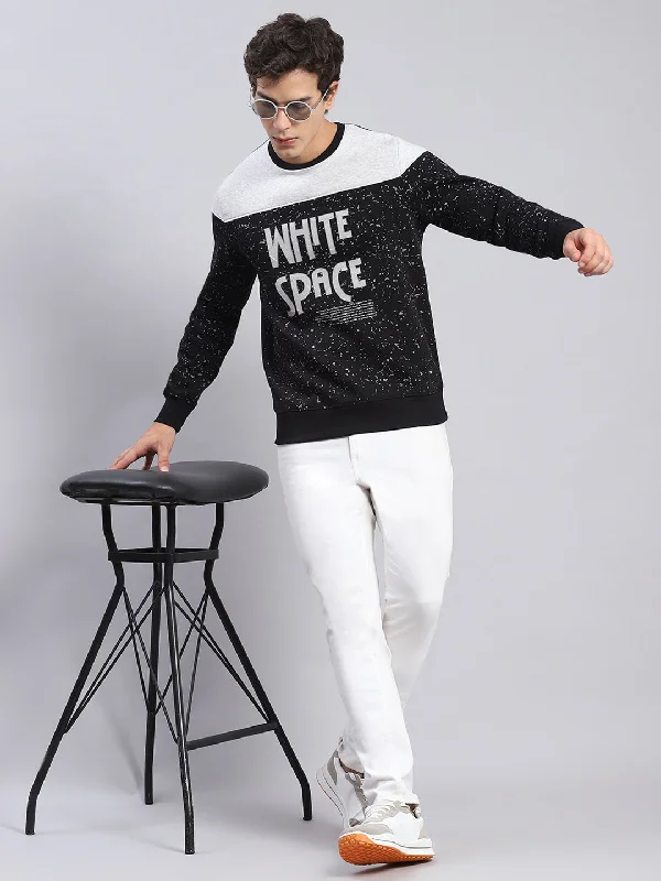 Luxury men sweatshirt made from high - end materials Men Black Printed Round Neck Full Sleeve Sweatshirts