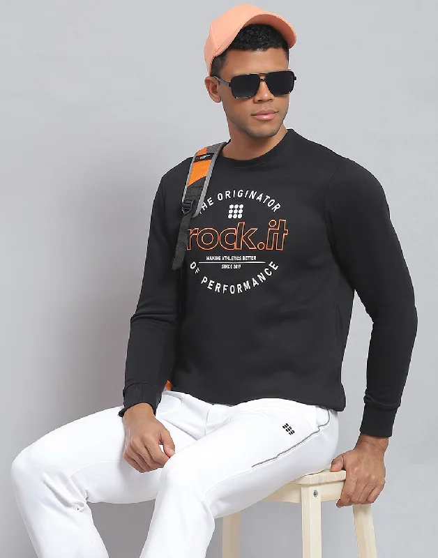 Lightweight men sweatshirt for spring and autumn Men Black Solid Round Neck Full Sleeve Sweatshirt
