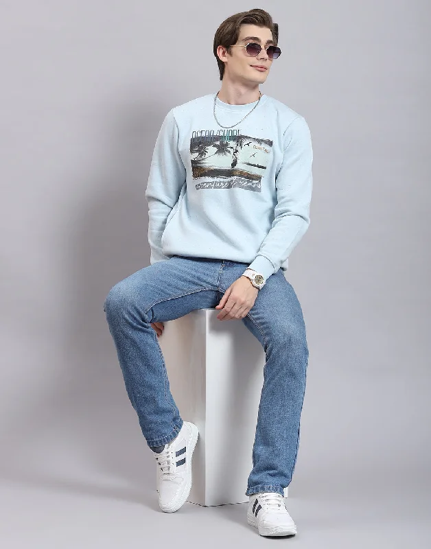 Solid - color men sweatshirt in classic navy blue Men Blue Solid Round Neck Full Sleeve Sweatshirt
