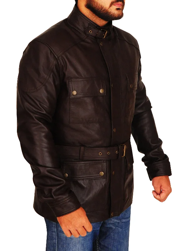 Men leather driving jackets with a suede interior for a luxurious and comfortable touch Men Brown Field Jacket