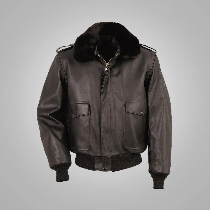 Men leather jackets with a distressed look for a rugged and vintage appeal Men Brown Flying RAF A2 Cowhide Leather Flight Jacket