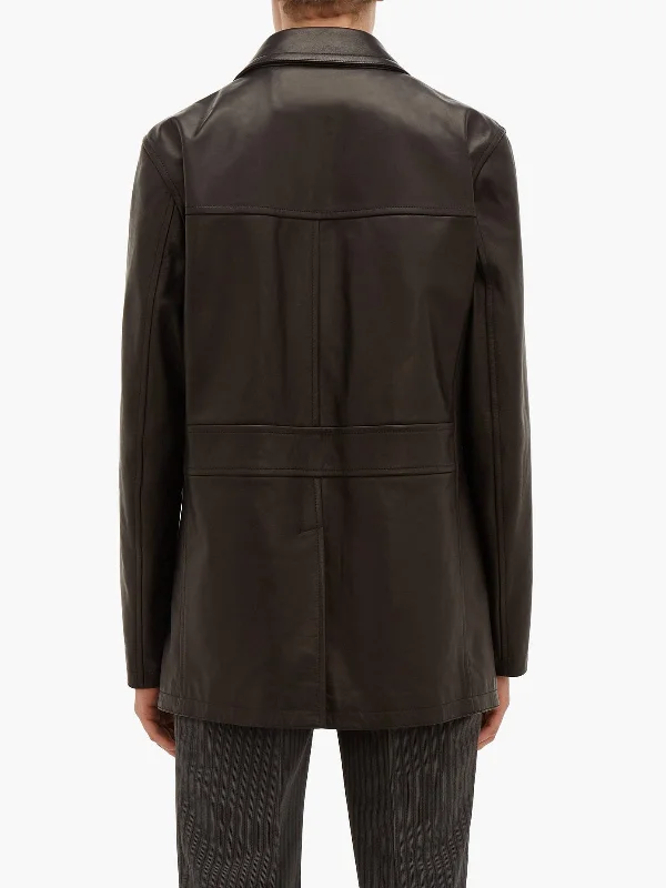 Men leather raincoats with a waterproof membrane for staying dry in wet conditions Men Brown Long Leather Jacket