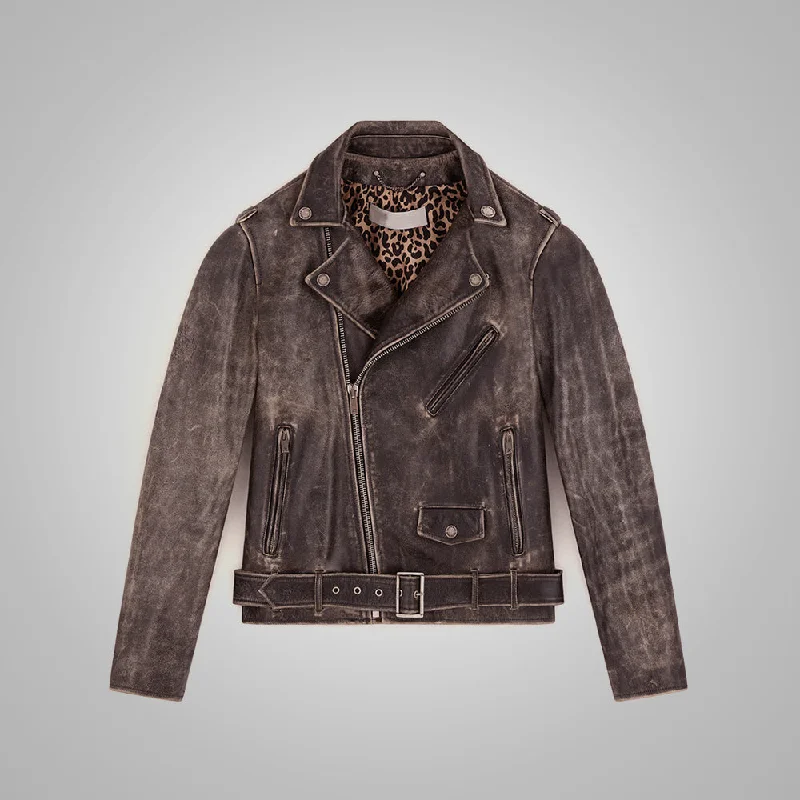 Men leather windbreakers with a lightweight leather construction for a breezy feel Men Fine Grain Distressed Leather Jacket