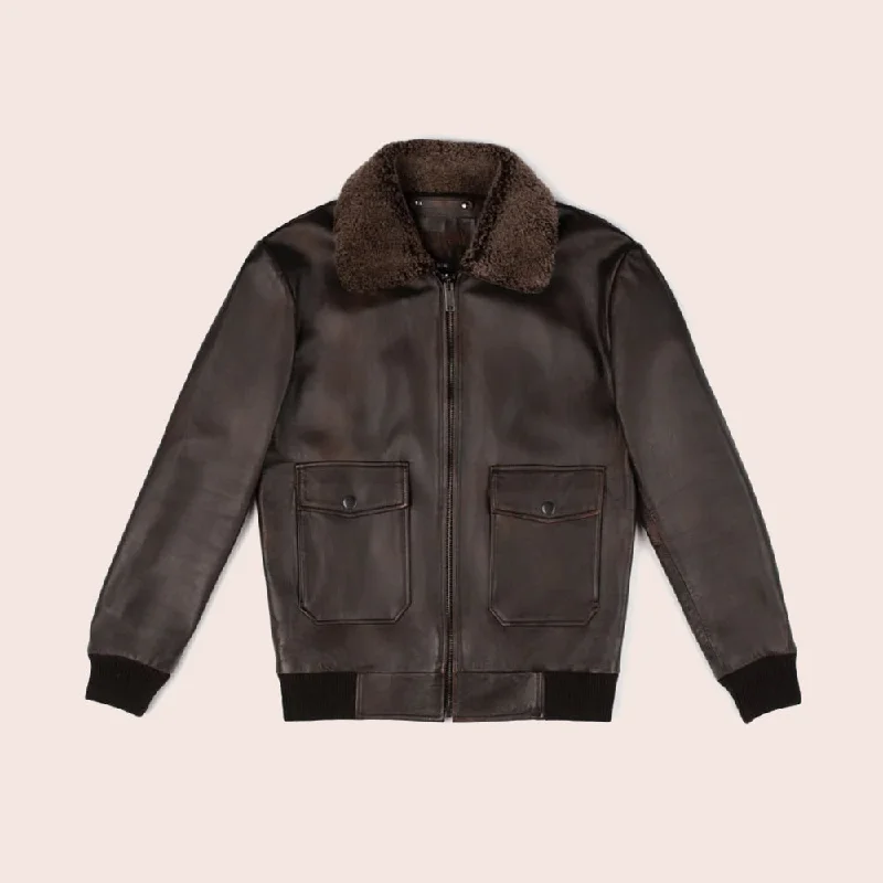 Men leather driving jackets with a suede interior for a luxurious and comfortable touch Men G-1 Flight Iconic Brown Leather Bomber Jacket