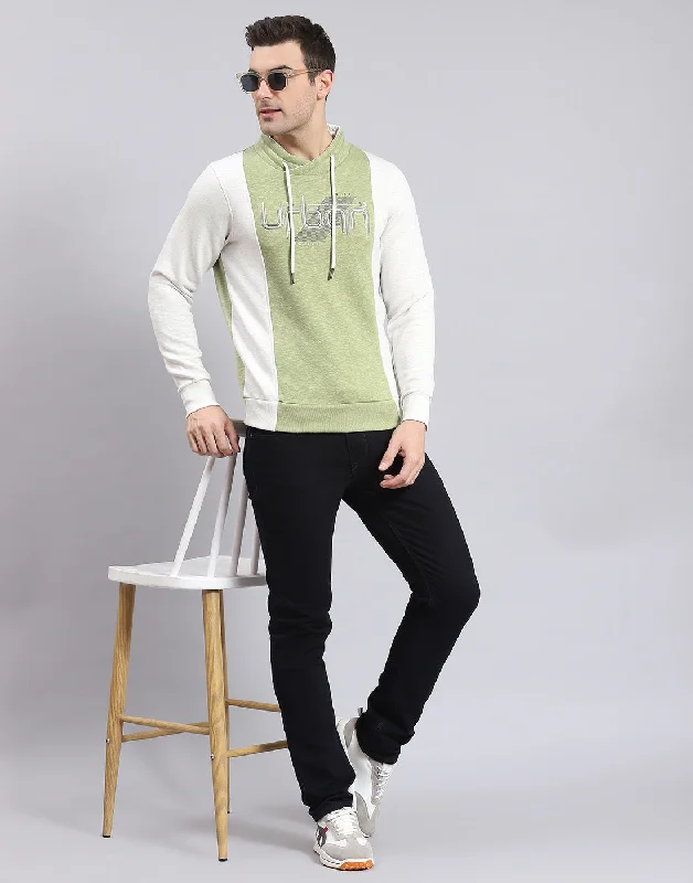 Plus - size men sweatshirt for a comfortable and stylish fit Men Green Solid F Neck Full Sleeve Sweatshirt