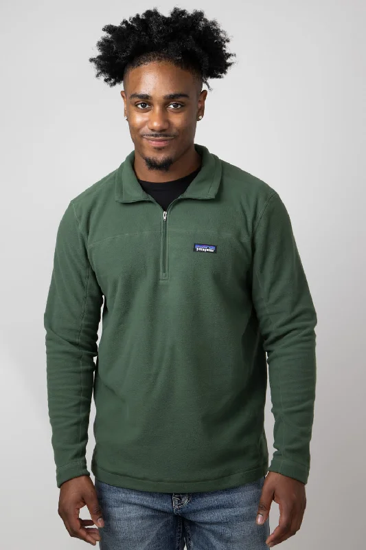 Men fleece bomber jackets with a stylish ribbed collar Patagonia Men’s Micro D Fleece Pullover in Green | 26176-TPGN