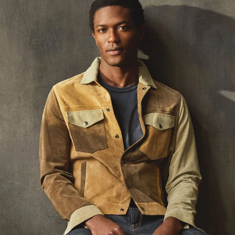 Men leather parkas with a removable fur - trimmed hood for a versatile and stylish look Men’s Suede Leather Biker Shirt Jeans Style Jacket