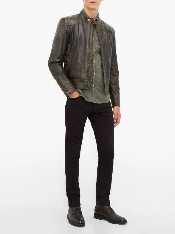Men leather windbreakers with a lightweight leather construction for a breezy feel Men Stylish Brown Leather Jacket