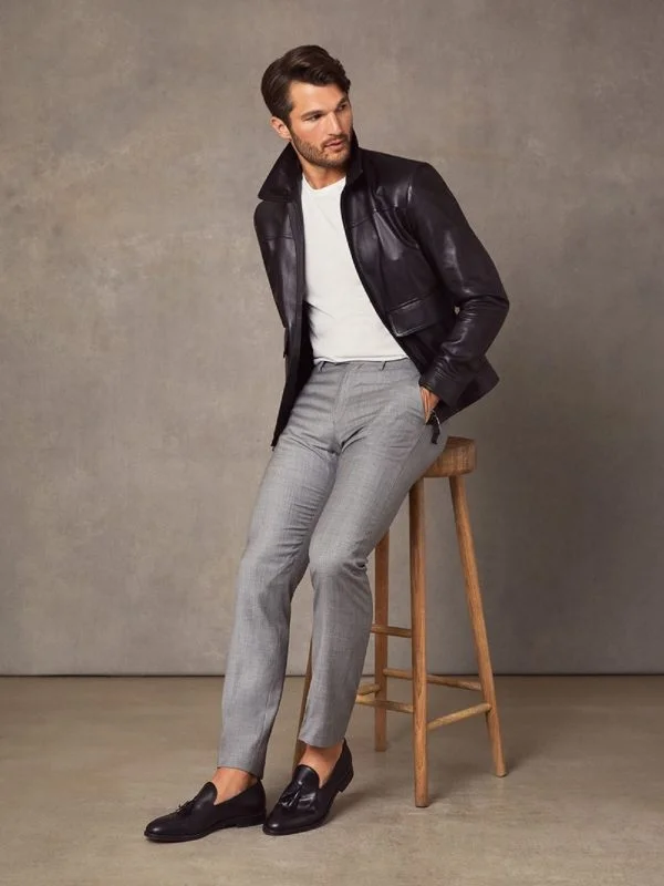 Men leather denim jackets with a combination of leather and denim for a unique hybrid style Men Vintage Black Leather Jacket