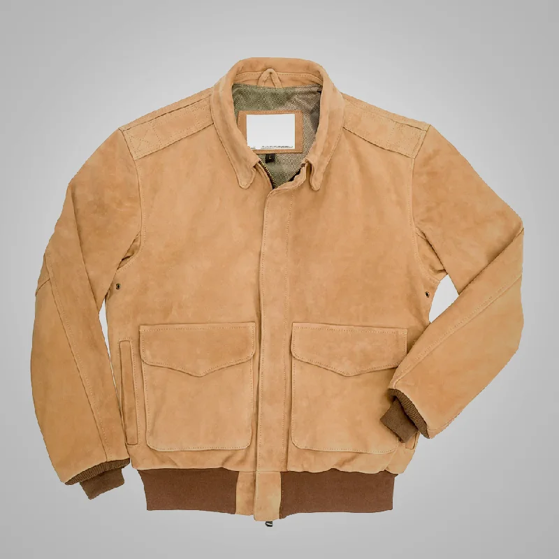 Men leather vests with a zip - front for easy layering and a cool biker - inspired style Mens B3 RAF Aviator Brown A-2 Flight Shearling Leather Jacket