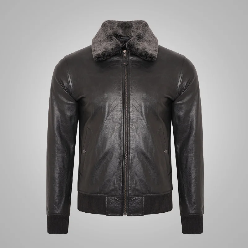 Men leather parkas with a removable fur - trimmed hood for a versatile and stylish look Mens B3 RAF Flight Aviator Jacket