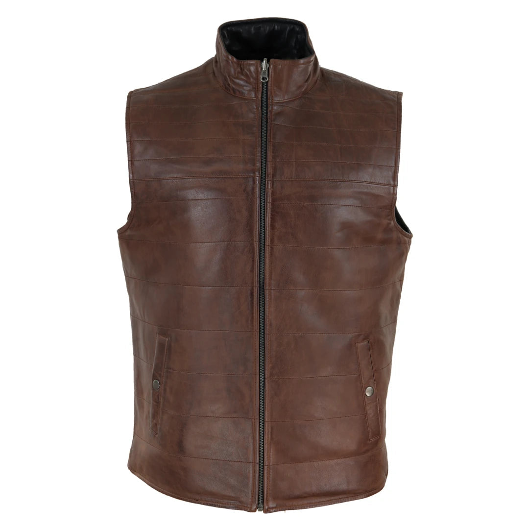 Tweed men waistcoats with a traditional herringbone pattern for a classic look Men's Leather Black Brown Waistcoat Gilet Reversible Vest