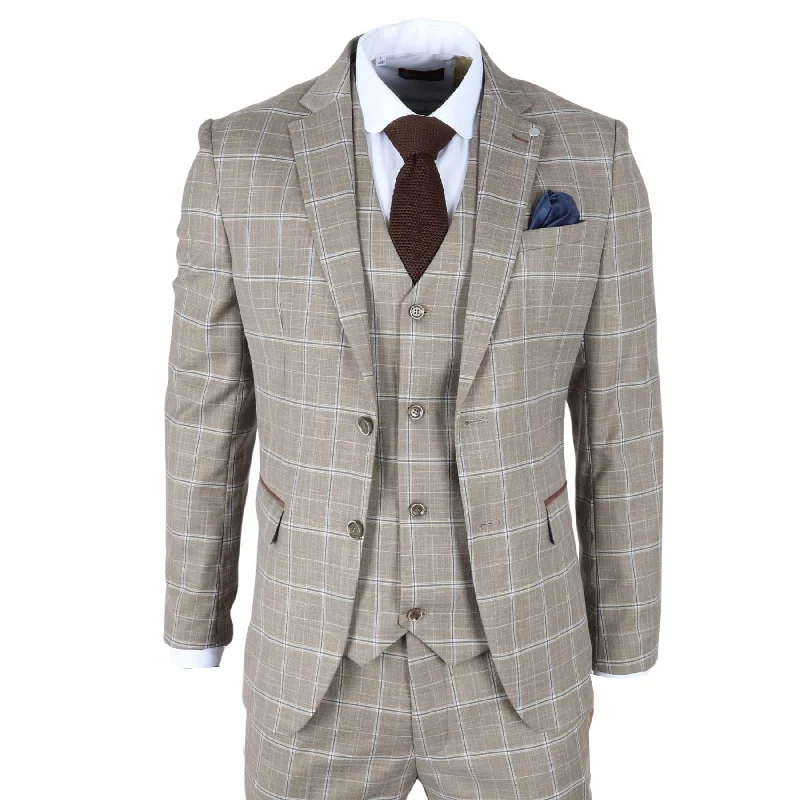 Men Blazers for Formal Dinners in Elegant Fabrics​ Men's Blazer Brown Checked Classic Sport Coat Plaid Tailored Fit
