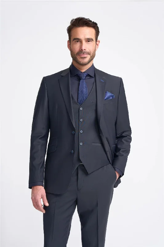 Men Blazers for Business Meetings in Dark Colors​ Men's Blazer Dark Navy Tailored Fit Formal Suit Jacket