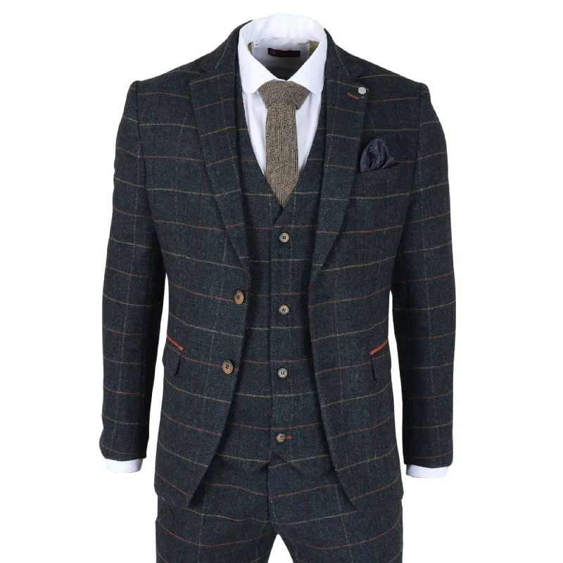 Men Blazers for Corporate Events in Tailored Fits​ Men's Blazer Navy Blue Checked Herringbone Tweed Sport Coat Plaid Tailored Fit