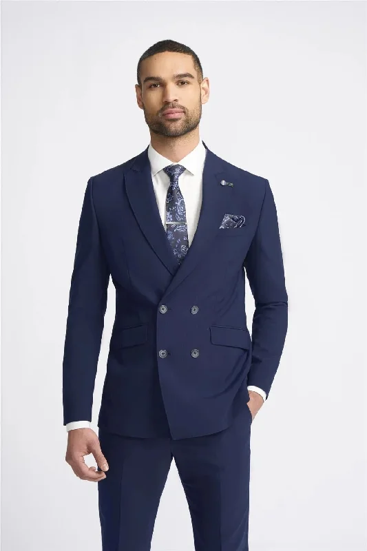 Men Blazers with Celtic Knot Designs for a Cultural Flavor​ Men's Blazer Navy Double Breasted Tailored Fit Suit Jacket