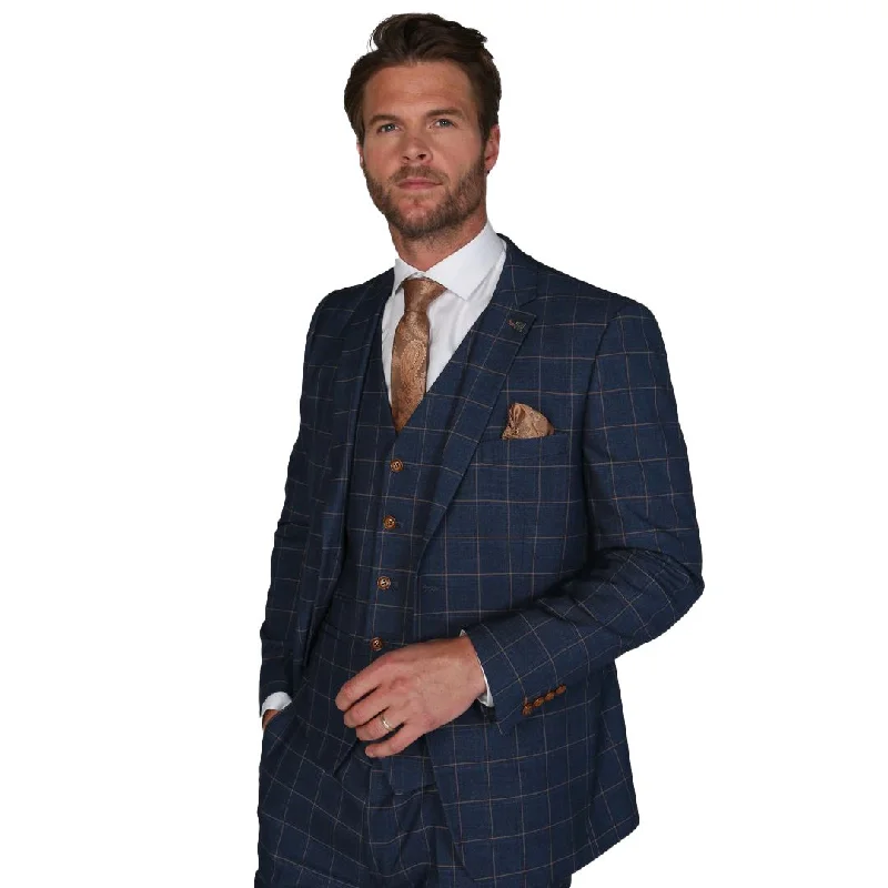 Men Blazers with Slim Lapels for a Contemporary Style​ Men's Blue Blazer Check Formal Wedding Prom