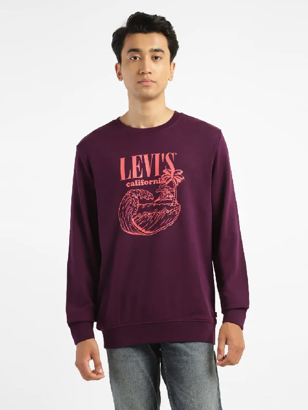 Fleece - lined men sweatshirt for extra warmth in winter Men's Brand Logo Purple Crew Neck Sweatshirt