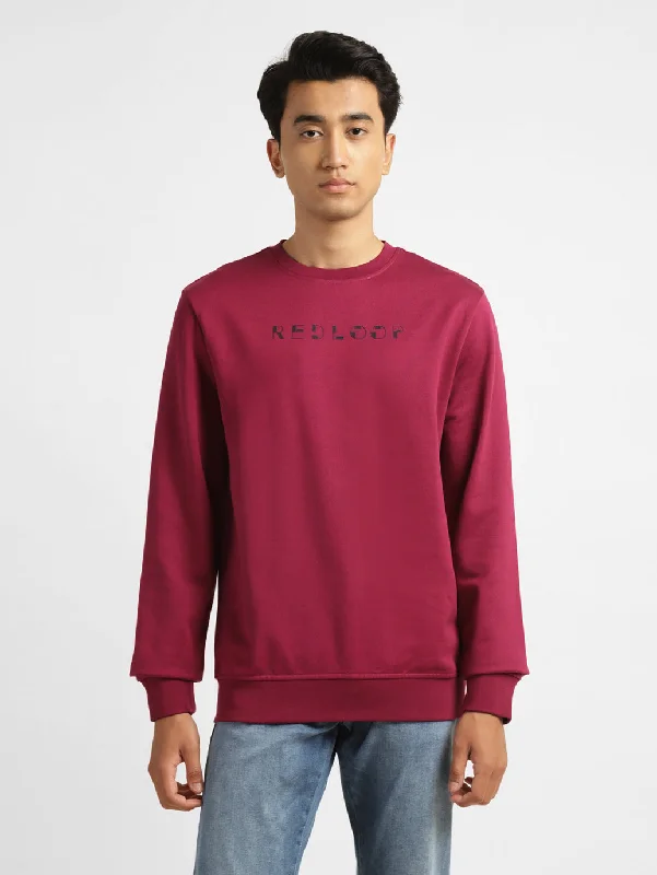 Slim - fit men sweatshirt to show off your physique Men's Brand Logo Red Crew Neck Sweatshirt