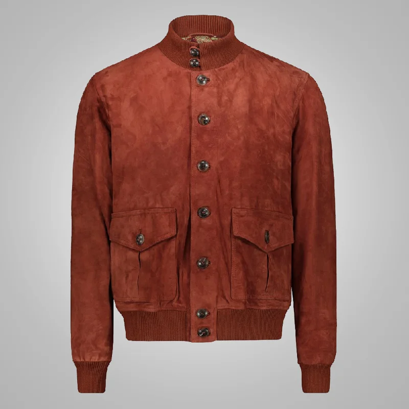 Men leather bomber jackets with ribbed cuffs and hem for a snug and retro feel Brown Mens RAF  Sheepskin Aviator Leather Flight Biker Jacket