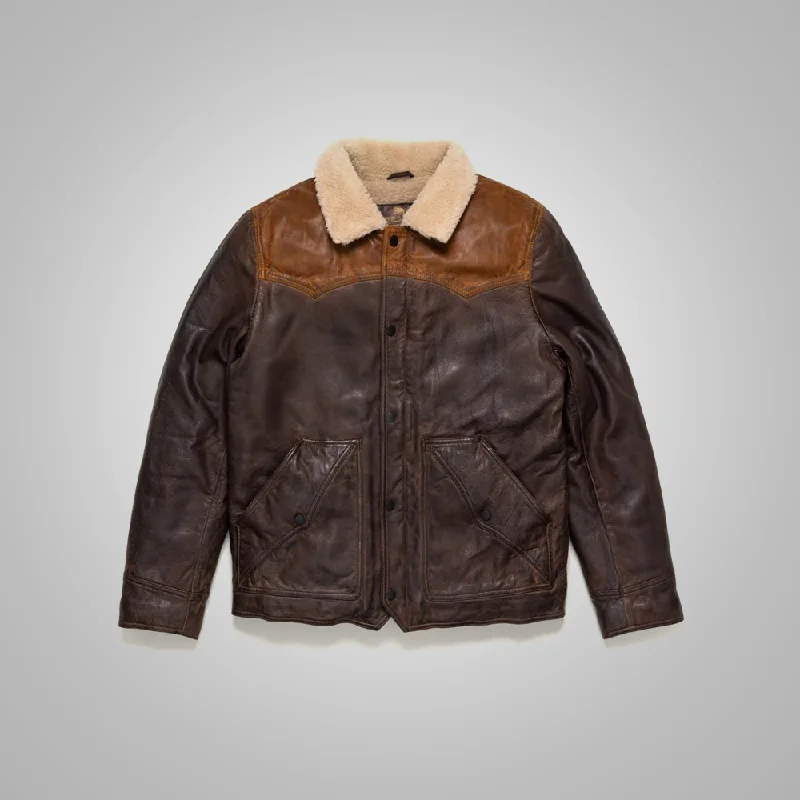 Men leather driving jackets with a suede interior for a luxurious and comfortable touch Mens Chocolate Brown Western Suede Leather Bomber Jacket