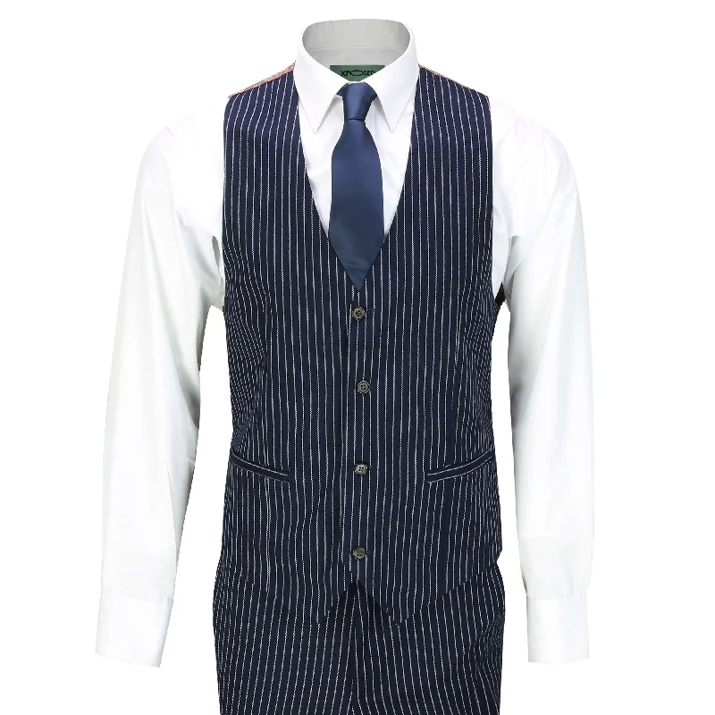 Velvet men waistcoats in rich jewel tones for a luxurious feel MENS CLASSIC WHITE PIN STRIPE NAVY PEAKY BLINDERS TAILORED FIT WAISTCOAT
