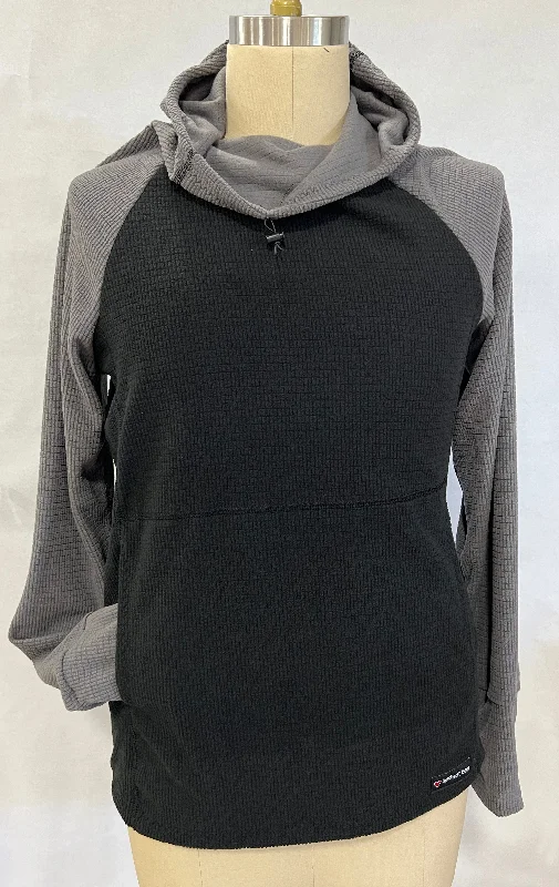 Men fleece bomber jackets with a stylish ribbed collar Men's Hoodie - Black w/ Gray sleeves & hood