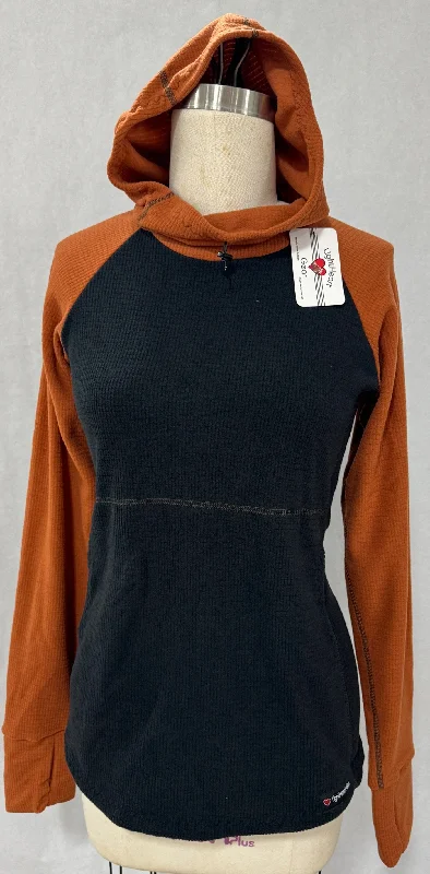 Men fleece - lined work gloves for outdoor labor Men's Hoodie - Black w/ Terracotta sleeves & hood