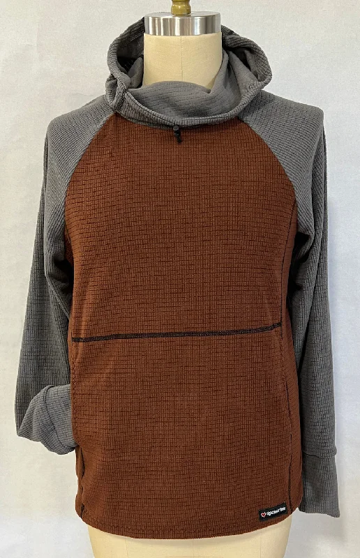 Men fleece - trimmed ski masks for winter sports Men's Hoodie - Brown w/ Gray sleeves & hood
