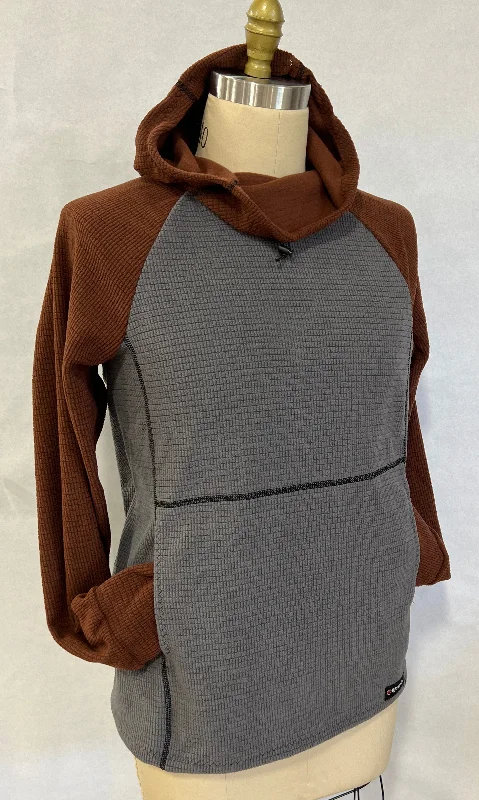 Men fleece - backed windbreakers for windy days Men's Hoodie - Gray w/ Brown sleeves & hood