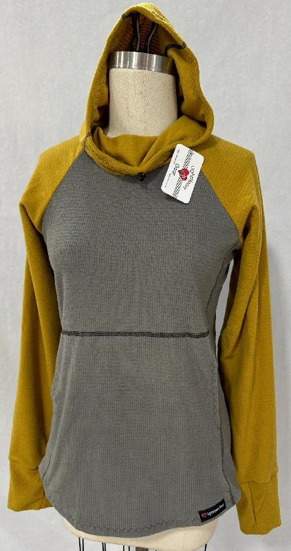 Men fleece tracksuits for athletic training sessions Men's Hoodie - Gray w/ Mustard sleeves & hood