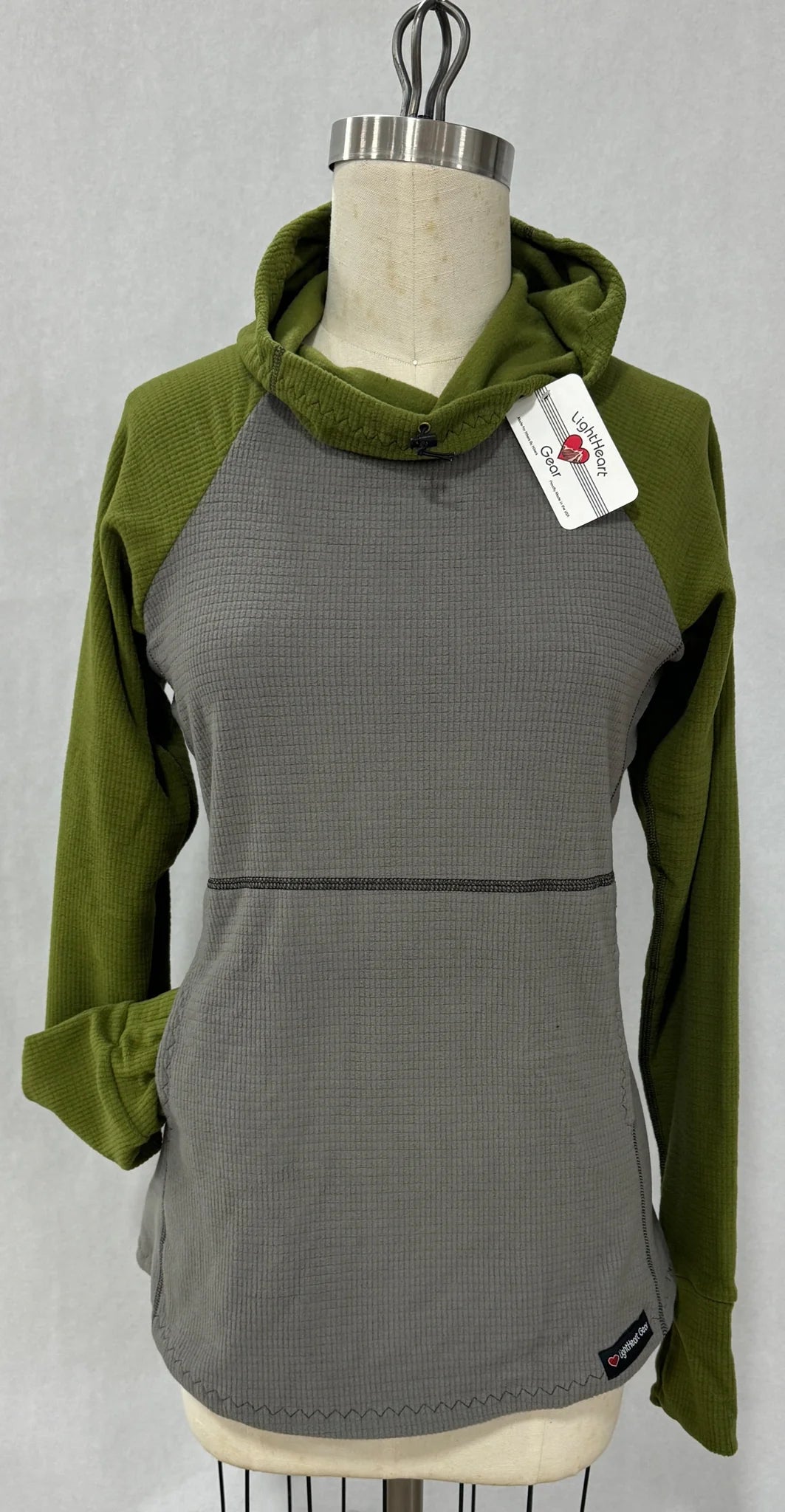 Men fleece - backed windbreakers for windy days Men's Hoodie - Gray w/ Olive sleeves & hood