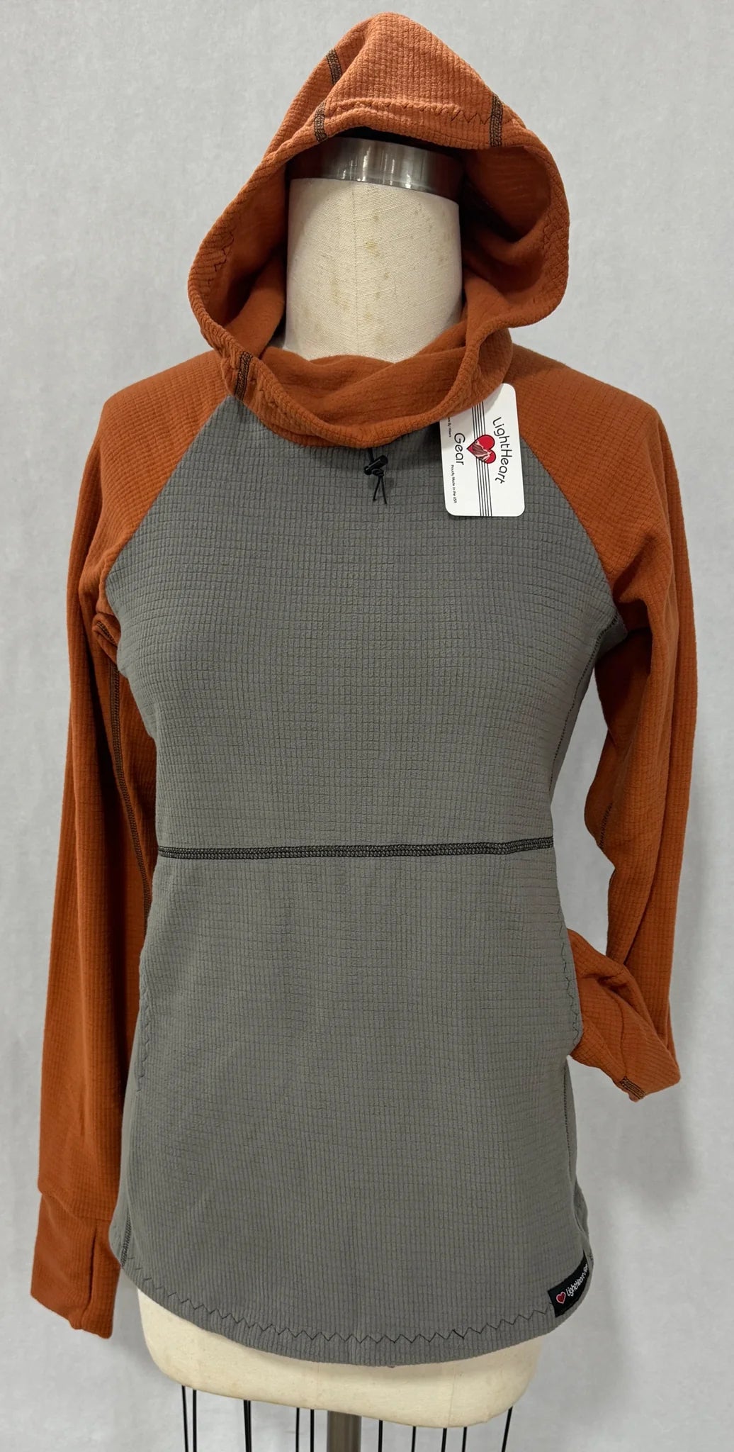 Men fleece - paneled cycling jerseys for bike rides Men's Hoodie - Gray w/ Terracotta sleeves & hood