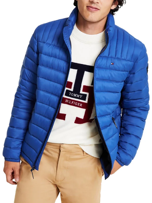 Men down jackets with a fur - trimmed hood for a touch of luxury Mens Insulated Long Sleeve Puffer Jacket