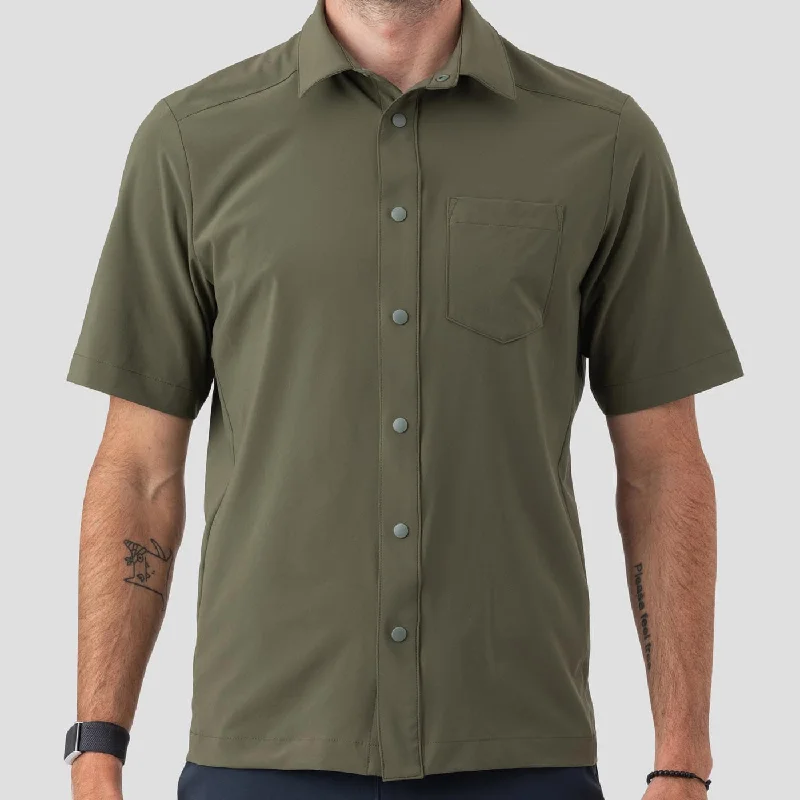 Men's Embroidered Pullover in Red with Floral Details for a Spring - Inspired Style Men's Mission Shirt - Olive