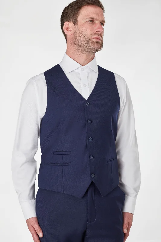 Stretch - fabric men vest for unrestricted movement during activities MENS NAVY WEDDING PARTY WAISTCOATS