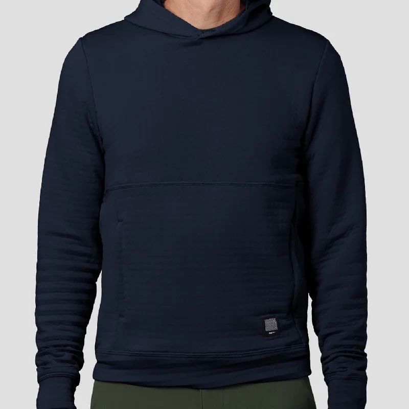 Men's Fleece - Lined Pullover in Brown for Outdoor Activities in Winter Men's Power Air Hooded Pullover - Midnight Blue