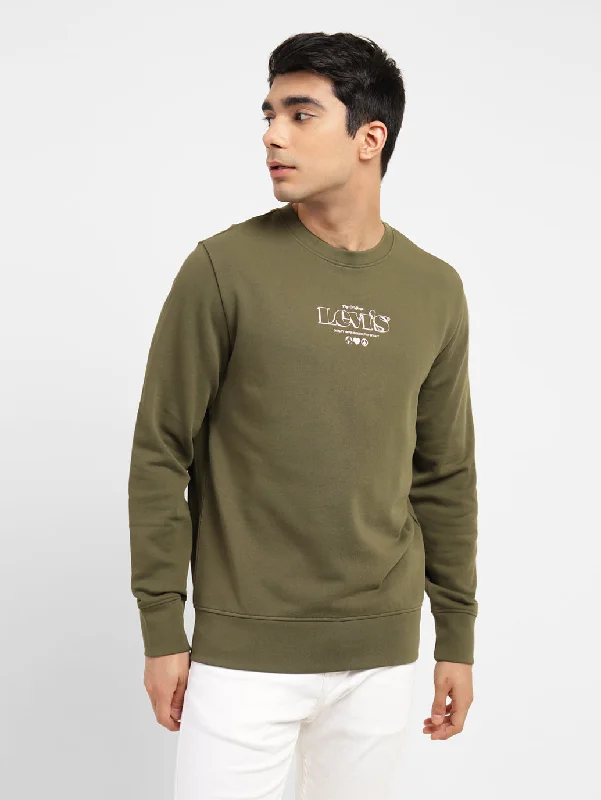 Men sweatshirt with a high - neck for added style Men's Printed Crew Neck Sweatshirt